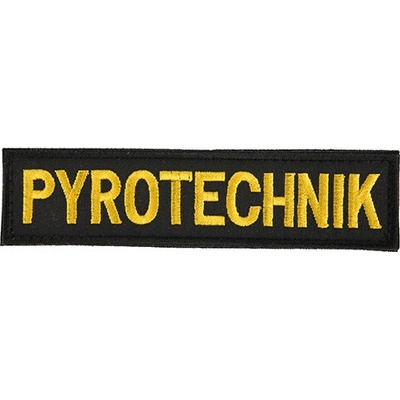NAVYS Nášivka PYROTECHNIK malá ČIERNA so žltou niťou VELCRO