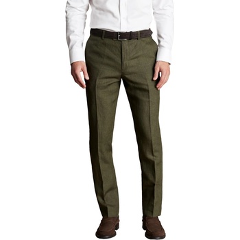 Charles Tyrwhitt Linen Pants - Olive - Slim fit | 38 (Недовършени) | 36 Ленени костюмени панталони Панталони