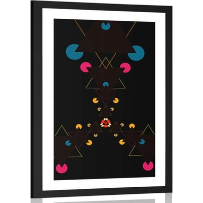 Plakát s paspartou zajímavé vzory na černém pozadí - 60x90 black