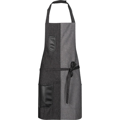 Toma Číšnická zástěra ke krku černá/šedá T-1795