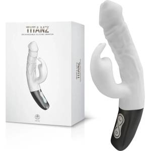  Вибратор тип заек, въртящи се перли, 17, 7см. - Titanz Vibrator White (NMC0002475)