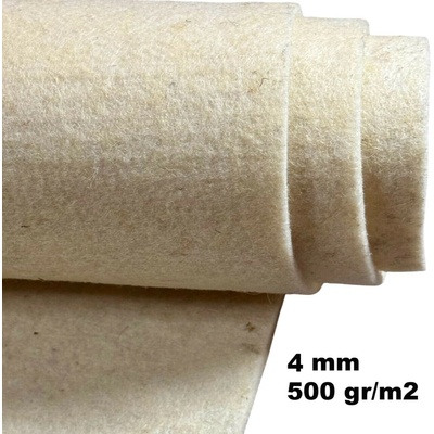 Vlnená technický plsť (filc) 4 mm farba Ecru, metráž 150 cm