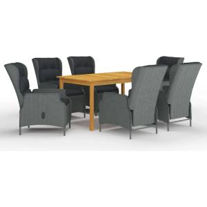 vidaXL Градински трапезен комплект, 7 части, светлосив (3067842)
