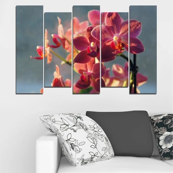 Vivid Home Картини пана Vivid Home от 5 части, Цветя, Канава, 110x65 см, 3-та Форма №0252
