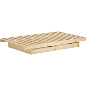 Karup Design Двойно легло от масивен бор с място за съхранение с включена подматрачна рамка в естествен цвят 140x200 cm Kanso - Karup Design (432100140202)