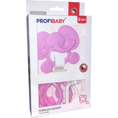 PROFIBABY Baby chrastítko slon s tvary