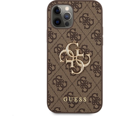 GUESS Гръб Guess PU 4G Metal Logo Case за iPhone 12/12 Pro - Кафяв