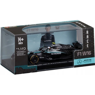 Model Formuly 1 Bburago Mercedes-AMG Petronas W16 2025 Kimi Antonelli 1:43 v dekoratívnom boxe