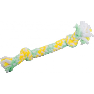 HipHop hebká pletená činka 2 uzly pistáciová žltá biela 20 cm