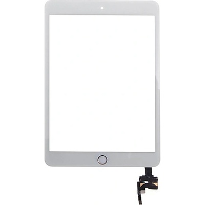 AppleMix Dotykové sklo (dotyková plocha) s konektorom IC a flex s tlačidlom Home pre Apple iPad mini 3 - biele so zlatým tlačidlom - kvalita A