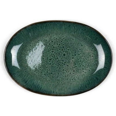Bitz Zelený/čierny servírovací kameninový tanier Gastro Green/Black