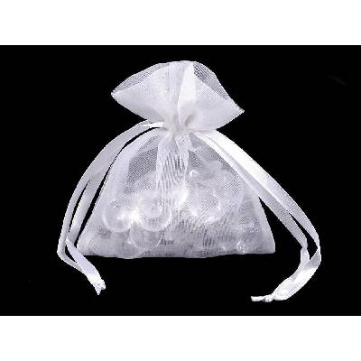 Dárkový pytlík s kovovým leskem 8x10,5 cm organza shine - bílá (10 ks)