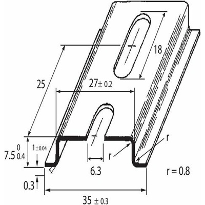 Lišta přístrojová DIN 35x 7,5 perforovaná 2m (otvor 6,3mm) Schmachtl