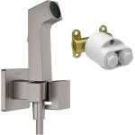 Hansgrohe Комплект хигиеничен душ с вграден корпус Hansgrohe Bidette E EcoSmart, 1 струя, четкано черно-хром (29233340+29235180)