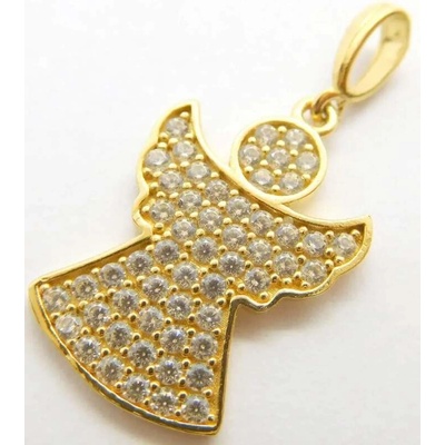 Klenoty Budín Dámský zlatý přívěsek se zirkony andělíček H333