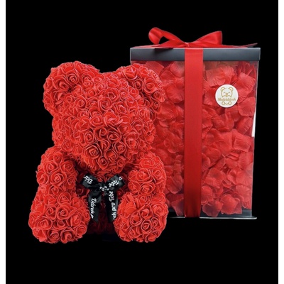Medvídárek BIG Romantic medvedík z ruží 40cm darčekovo balený - svetlo červený