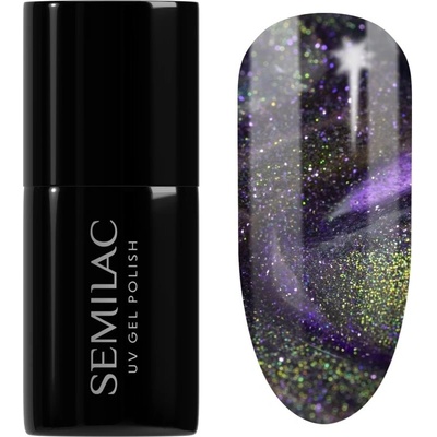 Semilac UV Hybrid Galaxy Flash gelový lak na nehty s použitím UV/LED lampy odstín 825 Cyber Violet 7 ml