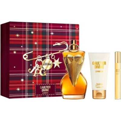Jean Paul Gaultier Комплект за жени Jean Paul Gaultier Gaultier Divine Le Parfum - Парфюмна вода 100 мл + Мини Парфюмна вода 10 мл + Лосион за тяло 75 мл