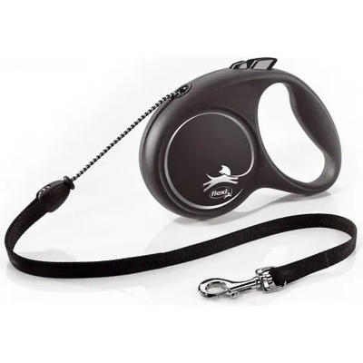 flexi Автоматичен повод FLEXI Black Design М сребристо въже 5 м - 20 кг 03340