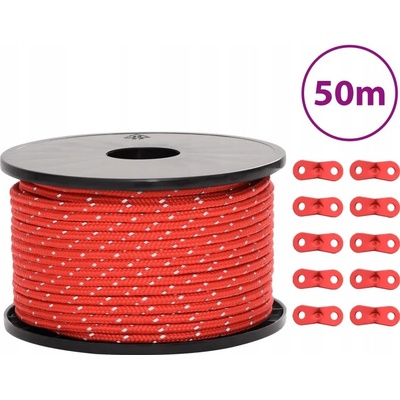 VidaXL Stanové lanko s napínáky, reflexní prvky, 50 m, 5 mm