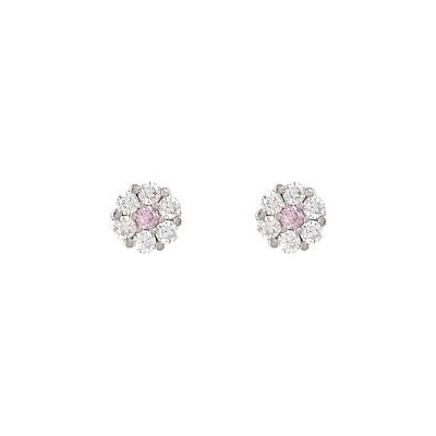 INFINITYSILVER Stříbrné náušnice FIORE 1 bílé kytičky s růžovým středem KE3RZBZs