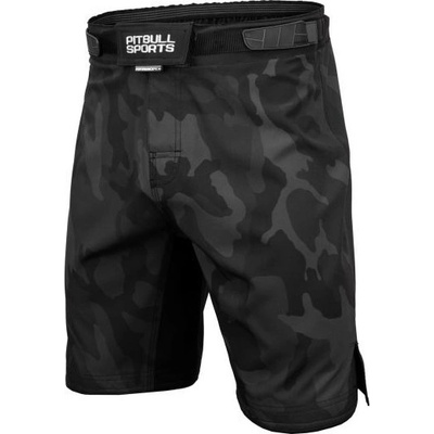 PitBull West Coast Grappling shorts All black Camo černé