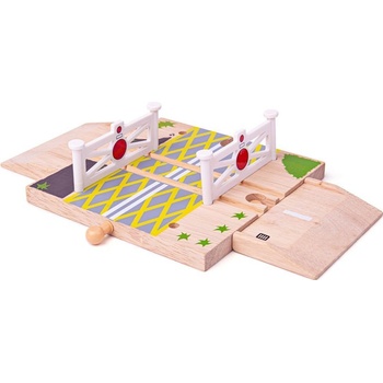 Bigjigs Rail Dřevěné autodráhy železniční přejezd s brankami