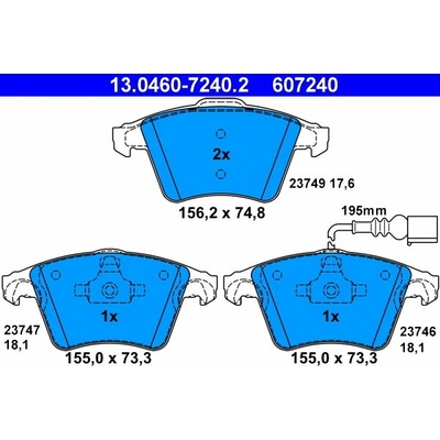 ATE 607240 Súprava brzdových doštičiek 13.0460-7240.2