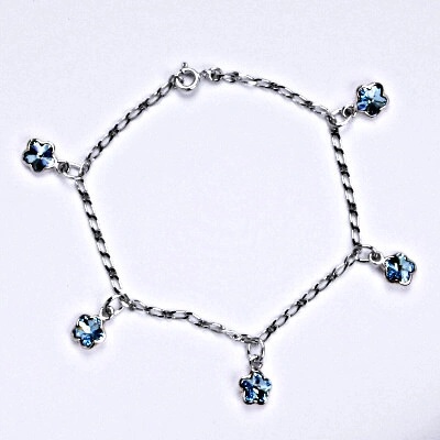 Čištín Stříbrný se Swarovski krystaly akvamarin R 1297