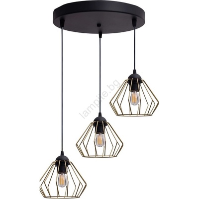 HEXE Пендел CEED GOLD 3xE27/60W/230V Ø 45 см черен/златист (HX0245)