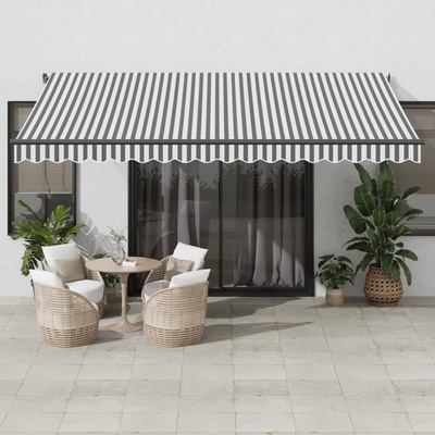 vidaXL Ručně zatahovací markýza antracitová a bílá 450 x 350 cm