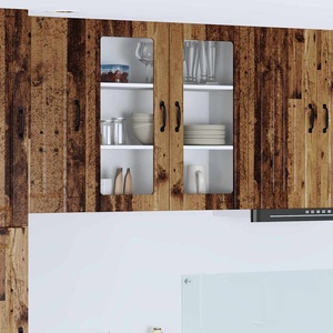 vidaXL Стенен стъклен шкаф LUCCA Старо дърво 80 x 31 x 80 см (885073)