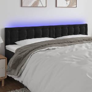 vidaXL LED горна табла за легло, черна, 200x5x78/88 см, кадифе (3122114)