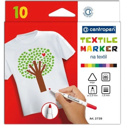 Centropen Textile Marker Značkovač fixky na textil 10 kusov