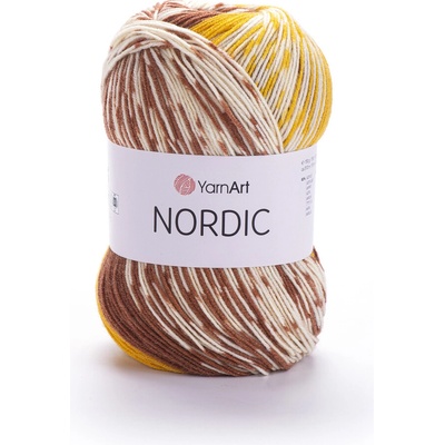 Yarn Art příze Nordic 656 žlutá, hnědá a krémová