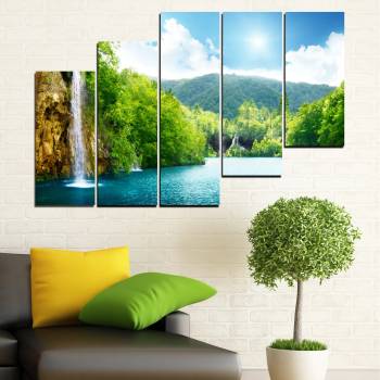 Vivid Home Картини пана Vivid Home от 5 части, Водопад, Канава, 110x65 см, 8-ма Форма №0224