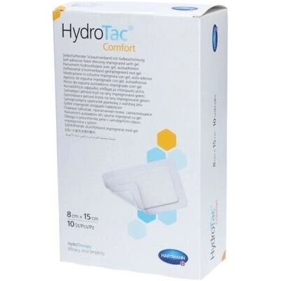HydroTac Comfort - krytie na rany penové hydropol. impregnované gélom, samolepiace 8 x 15 cm 10 ks