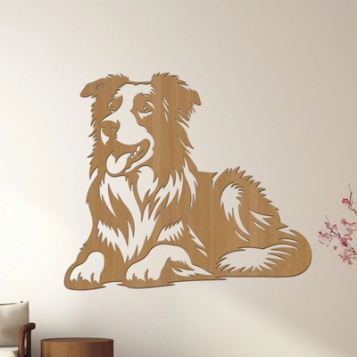 dřevo života Dřevěná dekorace psa BORDER COLLIE Rozměry (cm): 60x51, Zvolte barvu dekoru: Buk