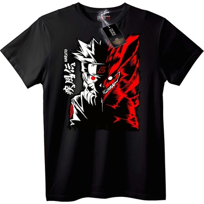 NOONEBRAND Тениска Naruto Uzumaki и Деветоопашат лис - XS, Black