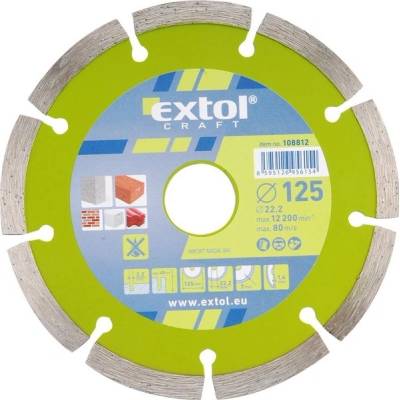 EXTOL CRAFT kotouč diamantový řezný, turbo - suché i mokré řezání, 115x22,2mm, 108851