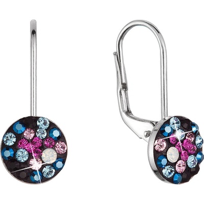 Pavona stříbrné náušnice visací s krystaly Swarovski mix barev malé 31321.4 galaxy