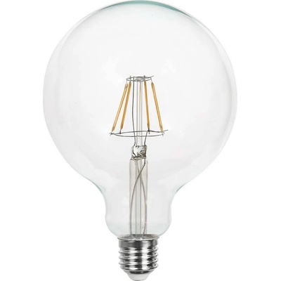 V-TAC Žiarovka LED filament E27 6W, G125, 3000K, 600lm, 280°, Ra 80, VT-1983