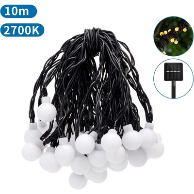 Aigostar - LED соларен декоративен низ 50 LED/8 функции 12м IP65 топло бяло (AI0406)