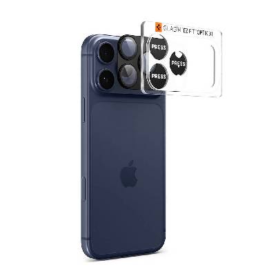 Предпазна плочка за камерата на iPhone 17 Pro - Spigen Glass tR EZ Fit Optik Pro XL (черен)