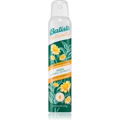 Batiste Naturally Green tea & Chamomile сух шампоан за абсорбиране на излишния себум а освежаване на косата 200ml