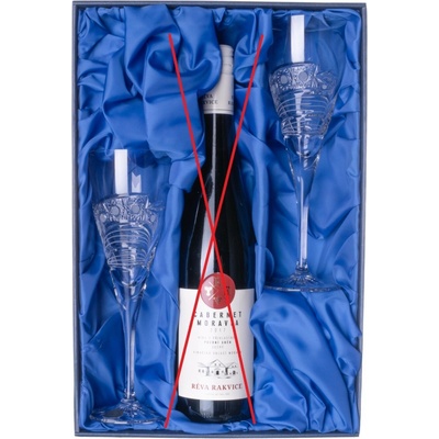 Bohemia Crystal Dárková sada na víno s 2 broušenými sklenicemi brus Kometa 310 ml