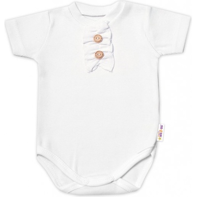 Baby Nellys Dojčenské rebrované body s gombíkmi kr. rukáv Girl biele