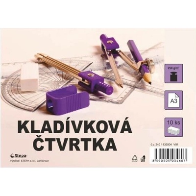 Stepa Čtvrtka kladívková bílá, 250 g/m2 - výběr velikosti a velikosti balení Velikost: A3, Počet kusů v balení: 200 listů