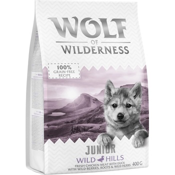 Wolf of Wilderness zkušební NOVINKA JUNIOR Wild Hills kachní 400 g
