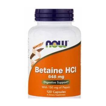 NOW Бетаин Хидрохлорид - Betaine HCl 648 мг - 120 капсули, NOW FOODS, NF2938